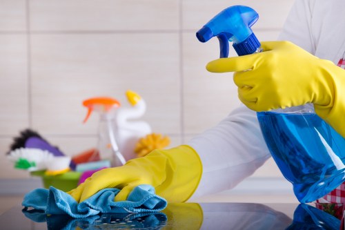 Technician managing safe cleaning conditions during work